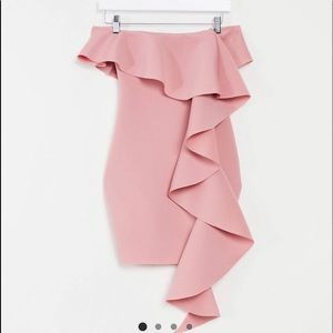 [NEW / ASOS] MISSGUIDED PETITE - SCUBA BARDOT RUFFLE MINI DRESS- Size 8